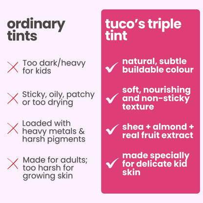 TucoÂ® Kids Lip Balm Tint | Lip, Cheek & Eyeshadow | Ages 3-15 Years | Made with 100% Natural Oils & Waxes | Free from Mineral Oils, Synthetic Fragrance and Parabens