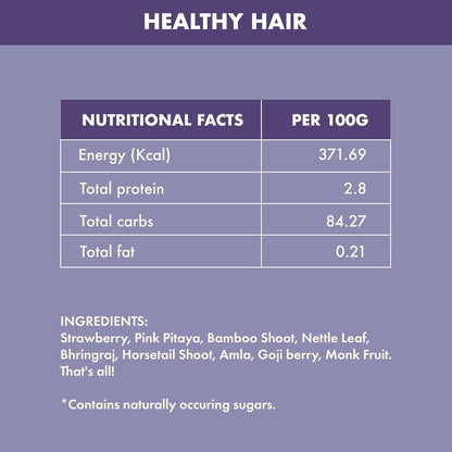 Cosmix Healthy Hair | For Healthy Scalp & Hair | Biotin Booster | Superfood Blend With Berries, Amla & Bamboo Shoot | 60G - 40 Servings | No Preservatives No Added Sugar | Plant Based, Powder