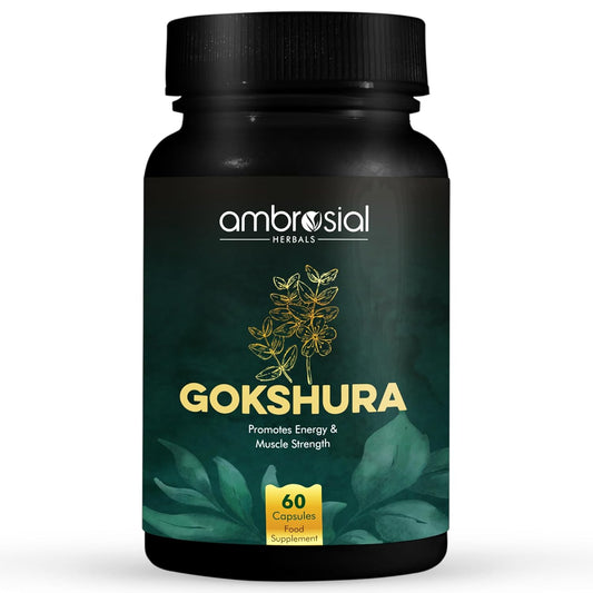 Ambrosial Gokshura Tablets | Tribulus Terrestris High Strength Gokshura 500 mg EACH Capsule | Supports Immunity & Healthy Urinary Tract (Pack of 1-60 Capsules)