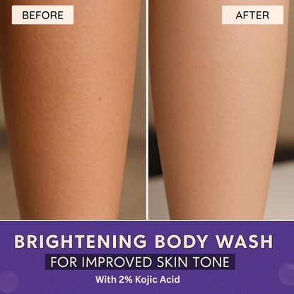BAKE 2% Kojic Acid Brightening Body Wash with Glycolic Acid & Alpha Arbutin | De-Tan Body Wash | For Pigmentation & Tan Removal | For Dark Knees & Elbows | Dark Spots & Sun Damage | For Men & Women - 250ml