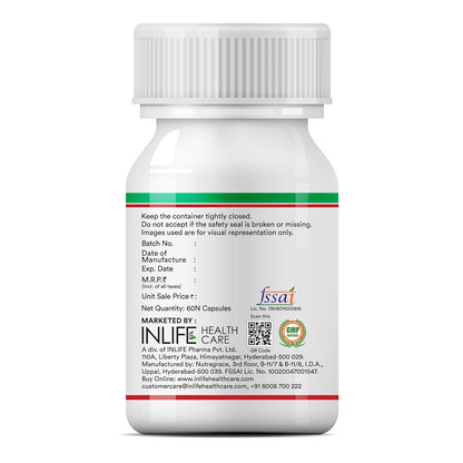INLIFE Castor Oil Supplement for Hair and Skin, Natural Laxative, Quick Release, 500mg â€“ 60 Liquid Filled Vegetarian Capsules (Pack of 1, 60)