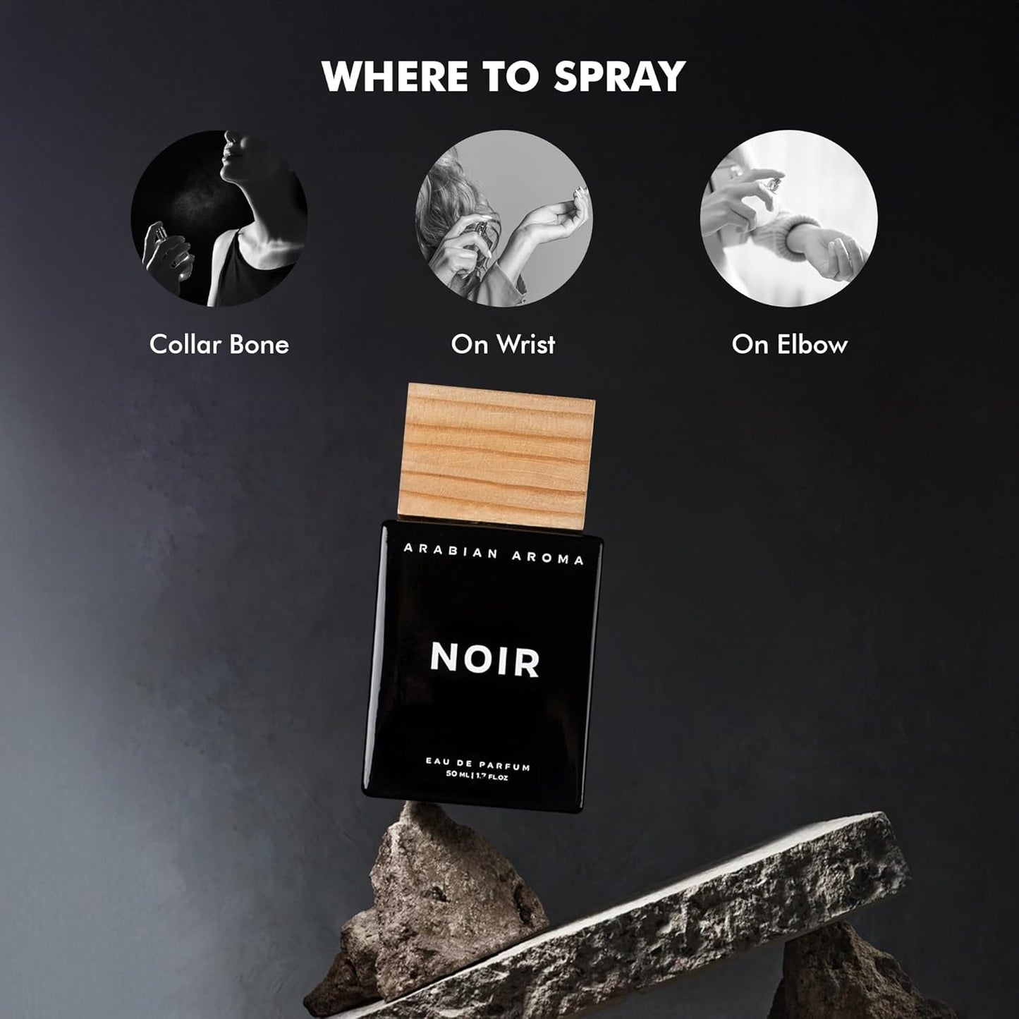 Arabian Aroma Noir Men's Perfume | Premium Perfume for Men with Long Lasting Fragrance | Amber, Rose, Saffron, and Leather Notes | Extrait De Perfume | Long Lasting Perfume for Men (50ml)