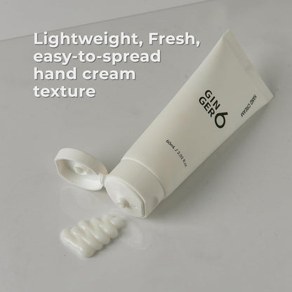 GINGER6 Hand Cream 60ml | 67.6% Ginger Extract Water | Shea Butter & 8 Natural Oils | 8 Hyaluronic Acids Moisturizing | Peptide & Mineral Complex | EWG Green Grade | Green Forest Scent Hydrating Care