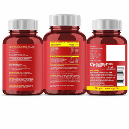 Carbamide Forte Chelated Iron Supplement for Women and Men | Folic Acid Tablets for Pregnancy | Hemoglobin Booster | 100 Veg Tablets for Hair Growth with Iron Bisglycinate
