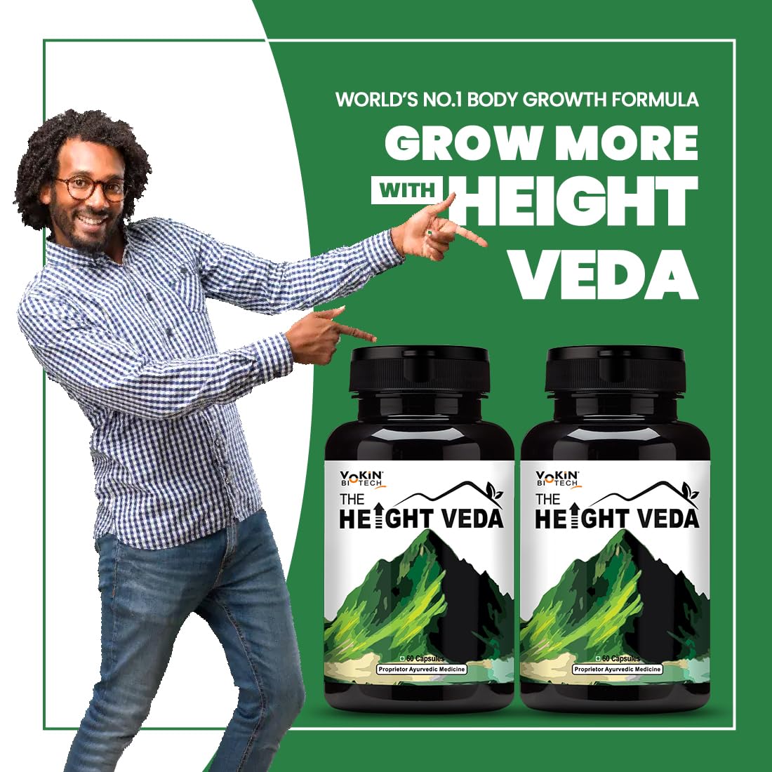 Vokin Biotech Original Height Veda Supreme Formula 60 Capsules (Pack of 1)