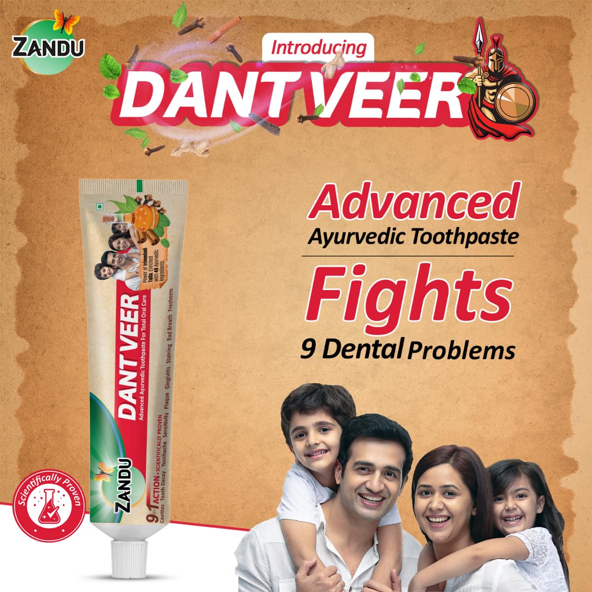 Zandu Dantveer, 200g, USAâ€™s 1st Ayurvedic toothpaste with Irimedadi oil | Scientifically proven formula |Fights 9 dental problems