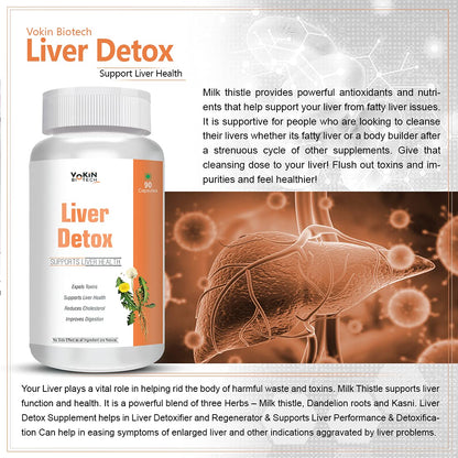 Vokin Biotech Liver Detox For Healthy Liver | Helps in Cleanse Liver, Natural Protection Against Fatty Liver Supplement For Men And Women 90 Capsules
