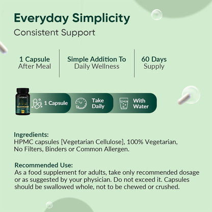 Ambrosial Glucocare Blood Sugar Control Tablets | Premium Herbal Formulation with Karela Jamun & Neem for Diabetes Care | Supports Healthy Blood Glucose Levels (Pack of 1-60 Capsules)
