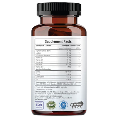 Liver Detox Supplement - Natural Detoxification Formula - Milk Thistle - Digestive Enzymes - Supports Liver - Fit Health Fatty Liver Care- Body Detox Support - 100 Capsules