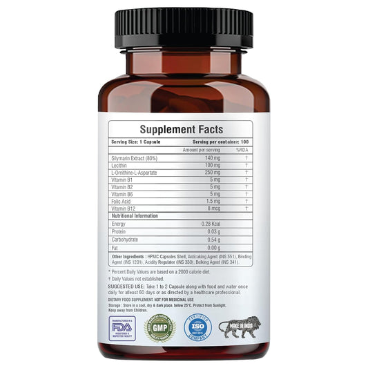Liver Detox Supplement - Natural Detoxification Formula - Milk Thistle - Digestive Enzymes - Supports Liver - Fit Health Fatty Liver Care- Body Detox Support - 100 Capsules