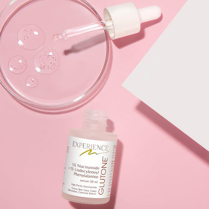 Glutone 5% Niacinamide Serum With 1% Undecylenoyl Phenylalanine For Oil-Free, Spotless & Glowing Complexion | Controls Sebum, Fades Acne Marks & Tightens Enlarged Pores | 30 ml