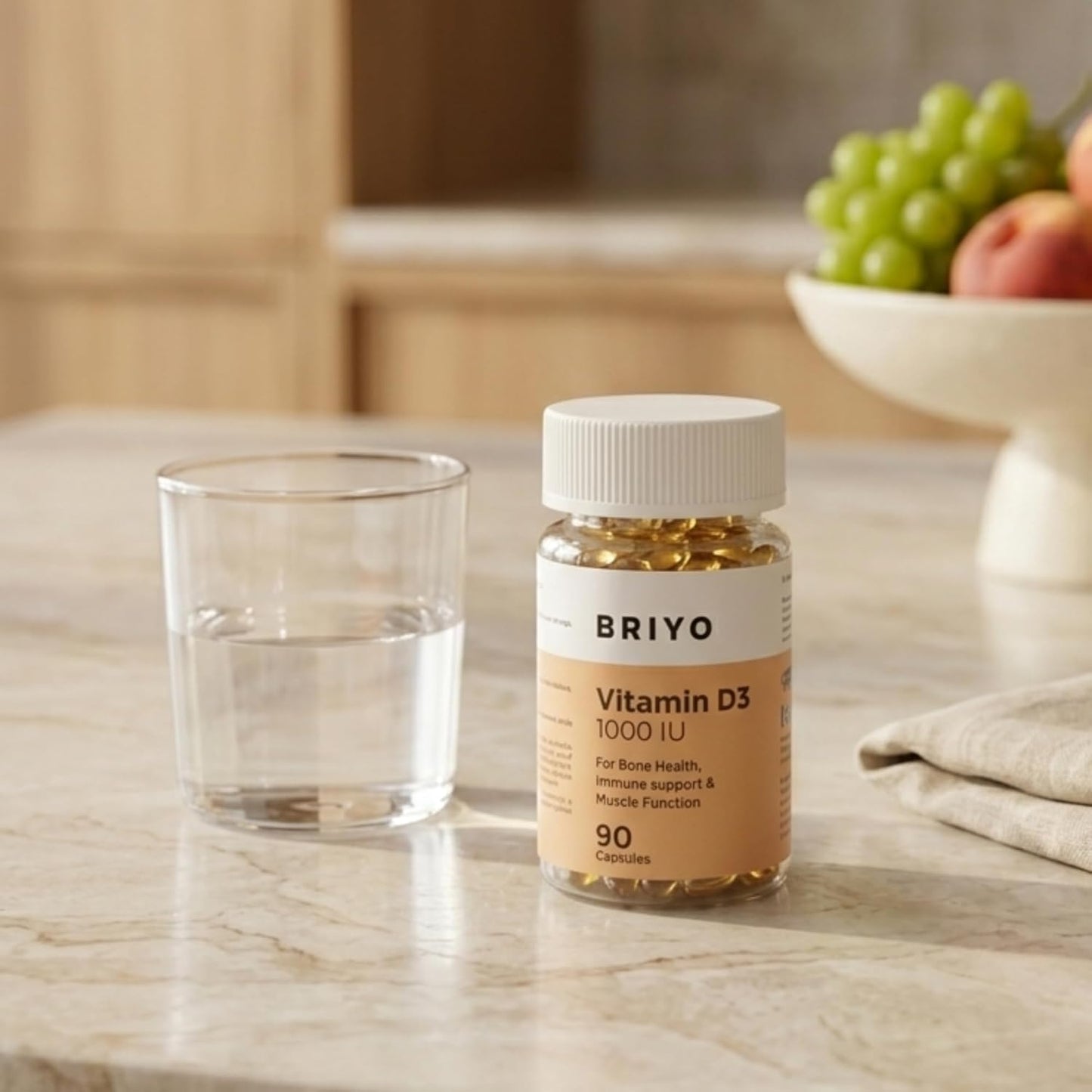 Briyo Vitamin D3 1000 IU-For Bone Health, Muscle Function And Immune Support Strength Immune System Softgel Better Energy For Healthy And Strong For Men/Women