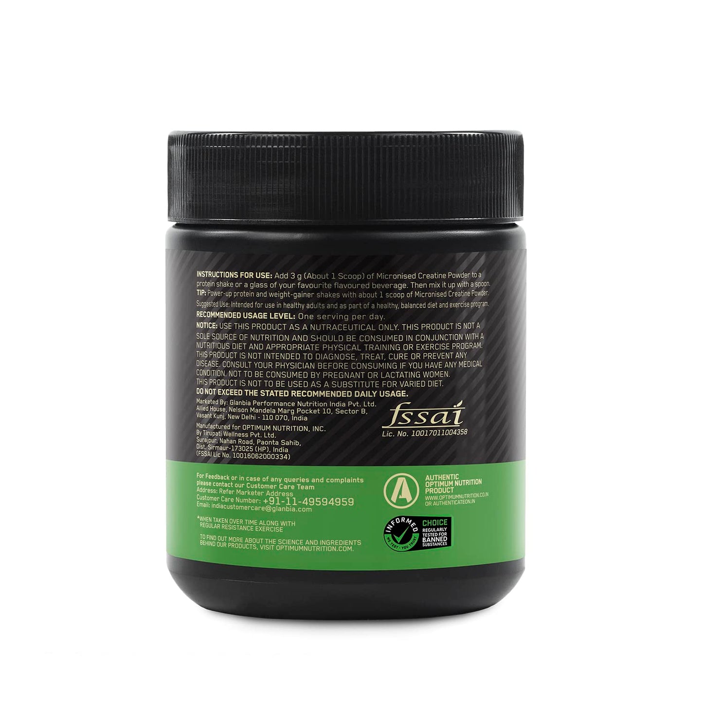 Optimum Nutrition (ON) Micronized Creatine Powder - 100 Gram, 33 Serves, 3g of 100% Creatine Monohydrate per serve, Supports Athletic Performance & Power, Unflavored.