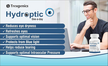TrexgenicsÂ® HYDROPTIC Advanced Dry Eyes & Eye Care One-a-day Vegetarian formula with Lutein, Zeaxanthin, Bilberry, Gingko, Pine Bark, Vitamin C, Zinc &Vitamin A (30 Vcaps) (1)