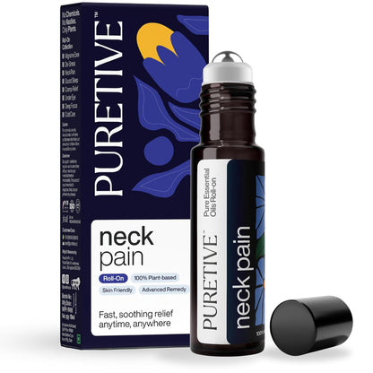 PURETIVE | Neck Pain Relief Roll-On | 100% PURE Plant Oils| Instant Cooling & Warming Sensation to Soothe Muscle Tension | For Neck Pain Caused by Poor Posture & Long Hours at a Desk | 10ML
