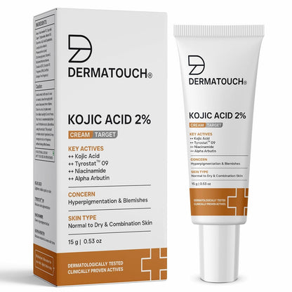 DERMATOUCH Kojic Acid 2% Cream | Non-Greasy | For Pigmentation, Blemishes and Dark Spots Reduction | 15g