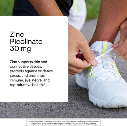 THORNE - Zinc Picolinate 30 mg - Highly Absorbable Zinc Supplement - Supports Immune System, Eye, Skin & Reproductive Health* - Third-Party Certified - Gluten, Dairy & Soy-Free - 180 Capsules