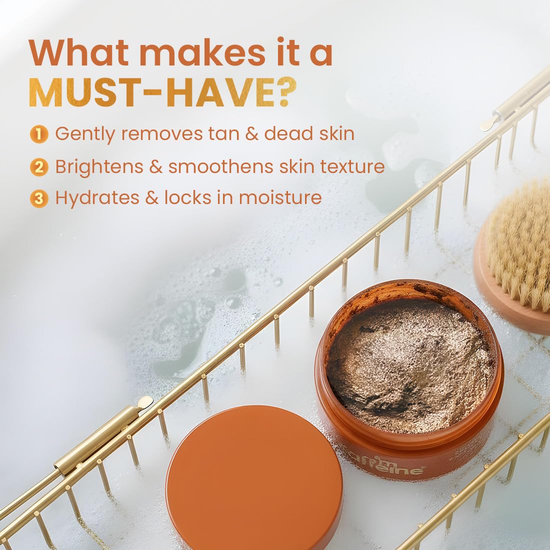 mCaffeine Caramel Eclairs Coffee Body Scrub for Removing Tan & Dead Skin| 10% Coffee Grounds, AHA- Glycolic & Lactic Acid | Smooth, Soft & Bright Skin| Sweet Caramel Fragrance - 175g