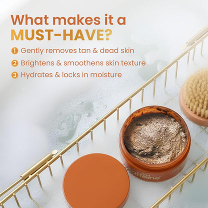 mCaffeine Caramel Eclairs Coffee Body Scrub for Removing Tan & Dead Skin| 10% Coffee Grounds, AHA- Glycolic & Lactic Acid | Smooth, Soft & Bright Skin| Sweet Caramel Fragrance - 175g