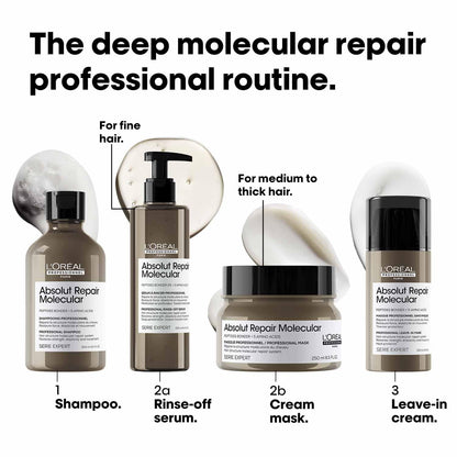 L'OrÃ©al Professionnel Paris Absolut Repair Molecular Sulfate-Free Deep Repairing Shampoo for Damaged Hair | Repair up to 2 years of damage, in one use | 2% peptides bonder, 300ml