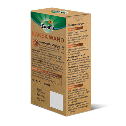 Zandu Ayurvedic Dual Sided Kansa Wand Massager | 100% Bronze & Teakwood handleâ€“ Portable Face, Neck, Body & Foot Massager | Promotes Relaxation & Improves Blood Circulation | Face Yoga Wellness Tool