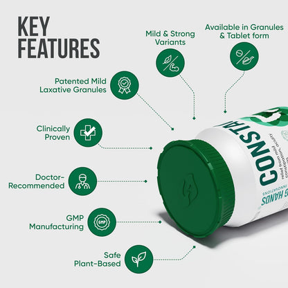 Healing Hands Constac for Relief in Mild Constipation, Acidity and Gas, Plant Based Natural Constipation Solution, Clinically Proven, Herbal â€“ 100gm (Granules)