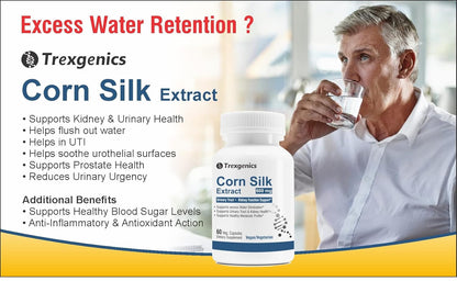 Trexgenics Corn Silk Extract 600 Mg 10:1 For Kidney Care, Skin, Weight Management Vegan & Gluten Free (60 Veg Capsules)