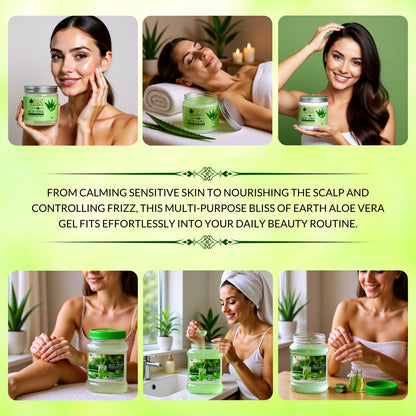 Bliss of Earth Aloe Vera Gel Pure Crystal Clear | Best For Face, Body & Hair | Effective Cooling, Soothing & Hydrating | Colour and Fragrance free Alcohol and Paraben Free | 200GM