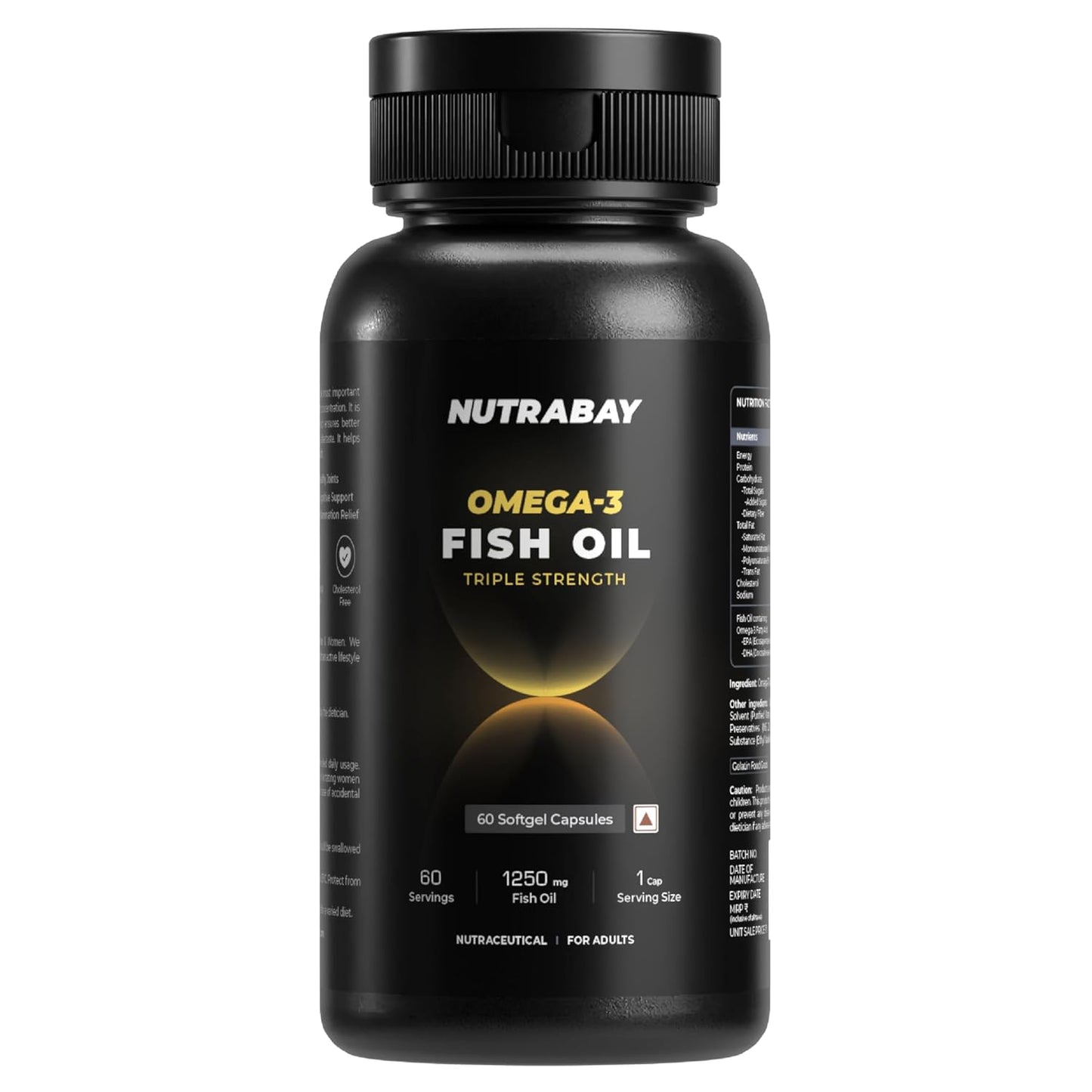 Nutrabay Pro Fish Oil Omega 3 (Triple Strength) - 1000mg for Adults, Capsules 60 Count
