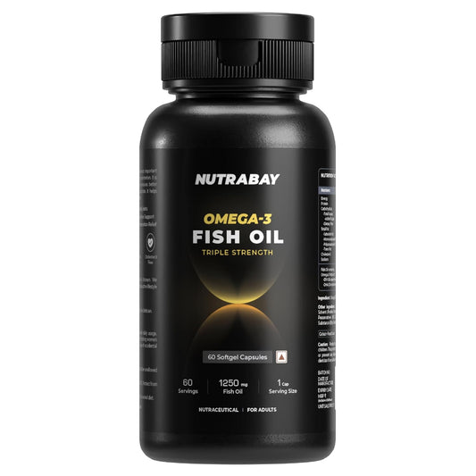 Nutrabay Pro Fish Oil Omega 3 (Triple Strength) - 1000mg for Adults, Capsules 60 Count