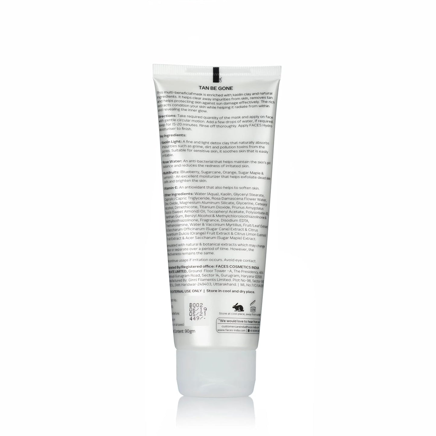 Faces Canada Tan Be Gone De Tan Skin Brightening Clay Mask 90g