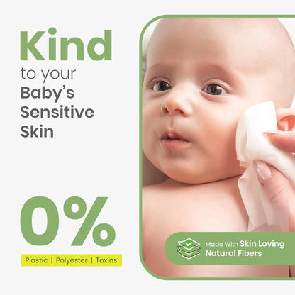 Mother Sparsh Natural Care Baby Wipes I 100% Plant Made Fabric From Forest Land, Fresh + Cleanse (with Cucumber) Plant Powered Wet Wipes For Baby I Cotton Cloth Like Bigger Sheets | 60 Pcs