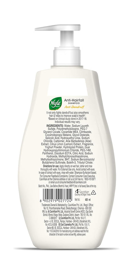 Nyle Naturals Anti Dandruff Shampoo 400ml | Enriched with Curd and Lemon for Fresh, Clear Scalp, Effective Flake Control | Mild Formula for Everyday Use