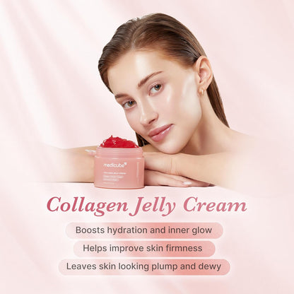 Medicube Collagen Jelly Cream-50ml with Niacinamide and Freeze-Dried Collagen improves uneven skin tone, boosts hydration, and 24-hour glow. No artificial colors. Korean skincare(1.69 fl. oz.)