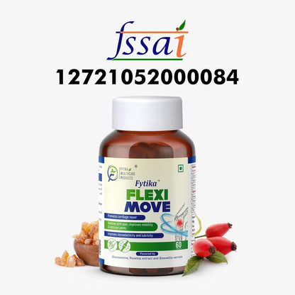 FYTIKA Flexi Move - 60 Tablets (Pack of 1)| Glucosamine, Rosehip Powder, Boswellia Extract | 4 in 1 Formula that Supports Your Bone, Joint, And Cartilage Health | For Men and Women