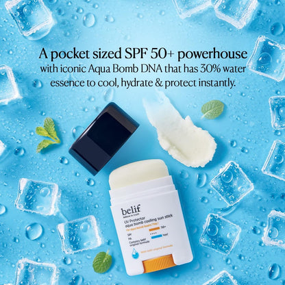 Belif Aqua Bomb Cooling Sun Stick 14g | SPF 50+ PA++++ â€“ Hydrating, Mess-Free, Invisible Finish â€“ With Hyaluronic Acid & Niacinamide â€“ Sweatproof, Travel-Friendly, Makeup-Friendly Sunscreen