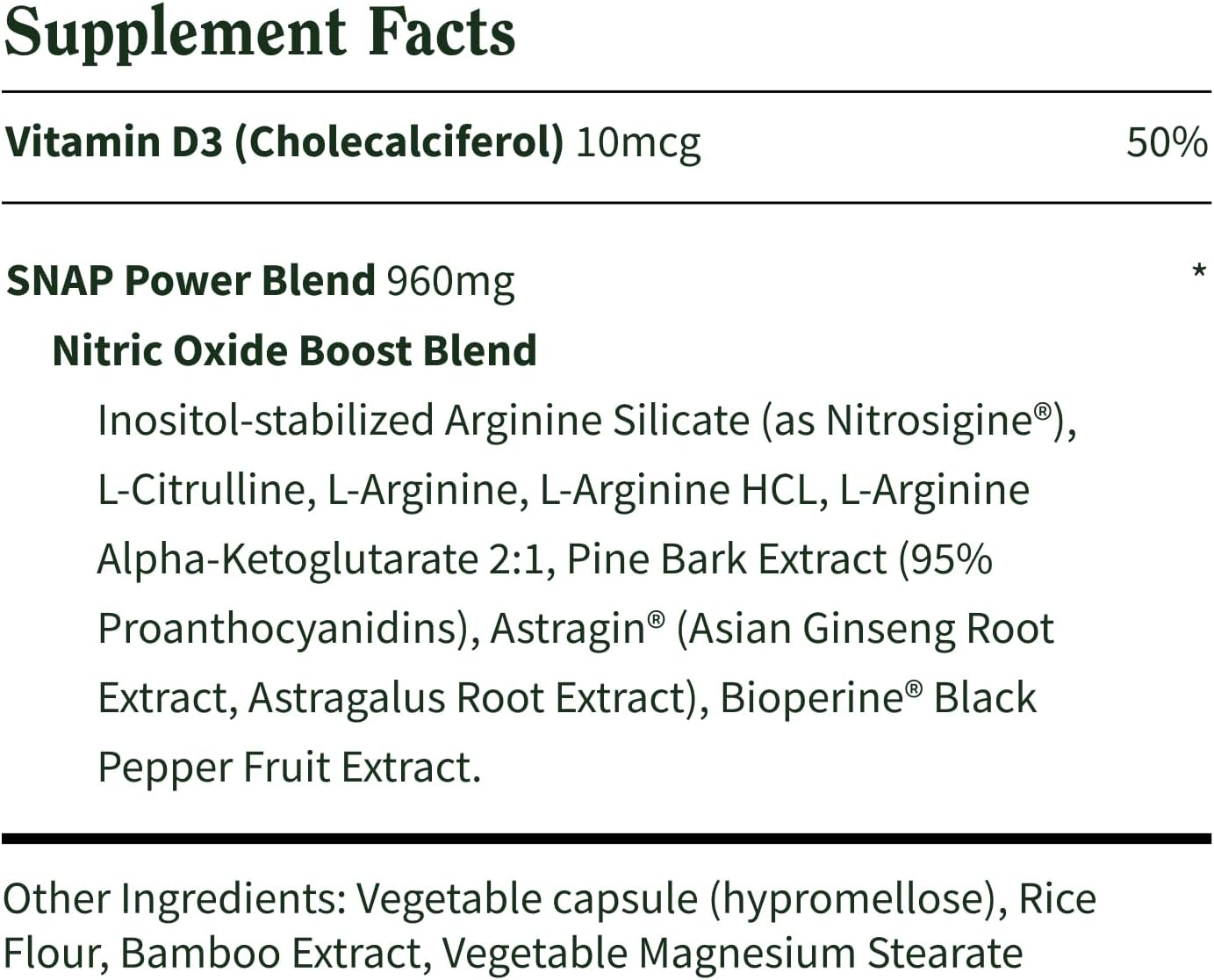 Snap Supplements L-Arginine Capsules with L-Citrulline and 3 Forms of L-Arginine to Support Healthy Circulation, Nitric Oxide & Exercise Performance, 60 Vegan Capsules (30-Day Supply)
