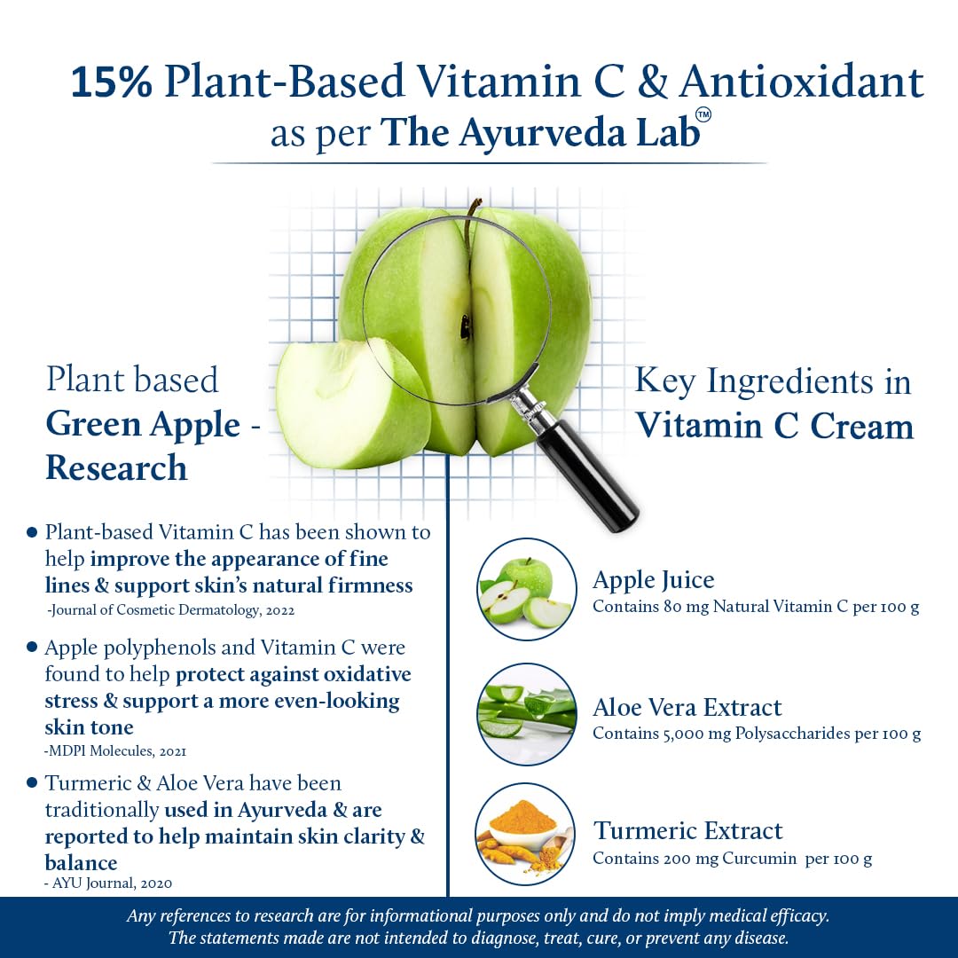 Blue Nectar Natural Vitamin C Face Cream for Glowing Skin Dark Spot Removal Cream for Women with Green Apple and Almond Oil 13 Herbs 50g
