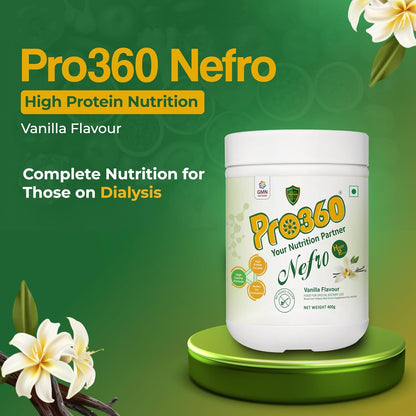 Pro360 Nefro HP Powder â€“ Vanilla Flavour, 400g â€“ High Protein Dialysis Care Nutritional Supplement for Renal Support â€“ Vanilla Protein Powder with L-Taurine, L-Carnitine & Essential Nutrients