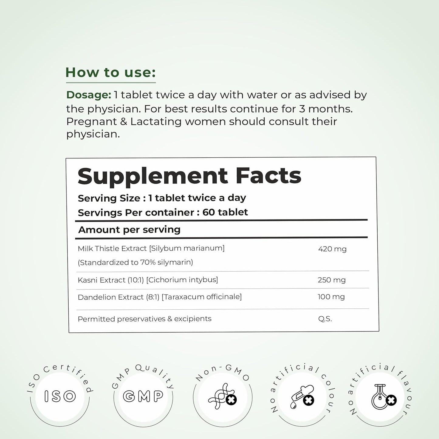 Cureveda Liver Loyal Liver Detox Supplement Milk Thistle Extract 420mg with Chicory & Dandelion Extract For Fatty Liver Care | Natural Detoxification Formula 60 Veg Tablets