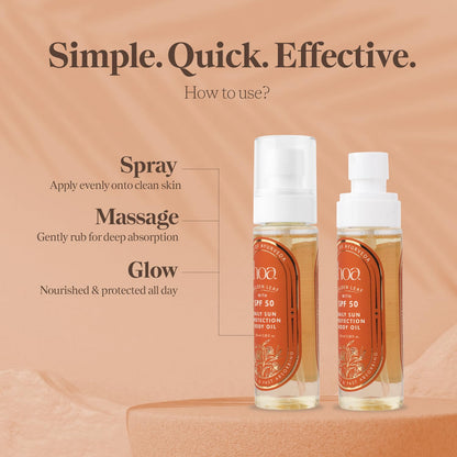 Body Oil with SPF 50 - Sun Protection Body Oil for Daily Use | House of Ayurveda Golden Leaf Lightweight UV Protection Oil | Fast-Absorbing, Non-Sticky | All Skin Types | Paraben-Free, Cruelty-Free | 100ml