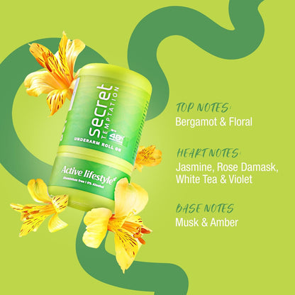 Secret Temptation Active Lifestyle Roll-On for Women|Aluminium Free|Antiperspirant Roll On|Dedorant Roll On, 50ml