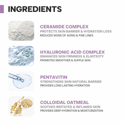 DERMATOUCH Ceramide Hyaluronic Acid Moisturizer for intense moisturization and barrier repair | For dry skin |50g