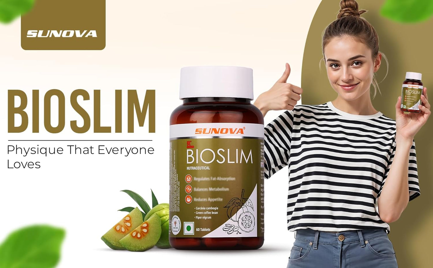 SUNOVA Bioslim Fat Burner Capsules â€“ Organic Weight Management Formula Made of Garcinia Cambogia and Green Coffee Bean Extracts 60 Tablets (Pack of 1)