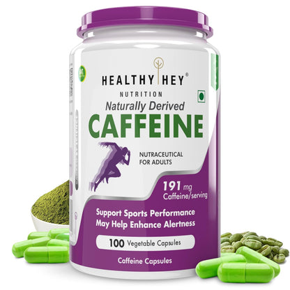 HealthyHey Nutrition Caffeine Capsules - 100 Veg Capsules (Pack of 1)