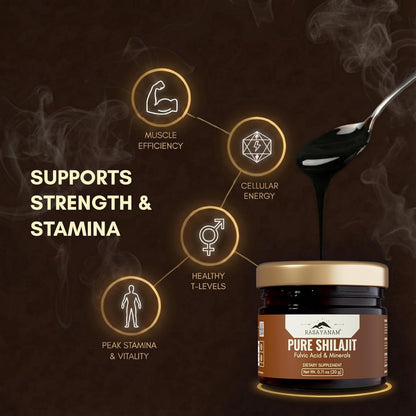 Rasayanam Pure Himalayan Shilajit Resin | Highly Purified with 75% Fulvic Acid & 80+ Trace Minerals | Supports Energy, Stamina, Strength & Recovery | 20 gm