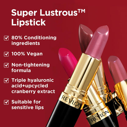 REVLON Super Lustrous Luscious Matte Lipstick, 80% Conditioning Ingredients, intance color, Waterproof, Long-Lasting, 100% Vegan Lipstick, Pick Me Up (003), 4.25 gm