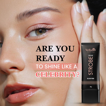 Vellasio Strobe Cream - Blush Pink | Face Illuminator & Primer with Hyaluronic Acid, Squalene & Japanese Sakura | Dewy Glow, Hydration, Non-Comedogenic for All Skin Types - 30g
