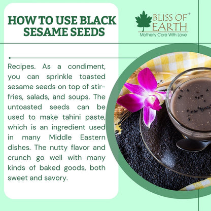 Bliss of Earth 600gm unhulled Black Sesame Seeds, Kaale Til, Fresh & Organic Fully Fiber Rich Great for Cooking & Baking