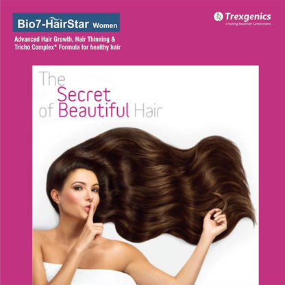 Trexgenics BIO7-HAIRSTAR WOMEN Advanced Hair Support Tricho Complex, ONE-A-DAY Vegatarian, Gluten Free(60 Veg. Capsules) (Pack of 1)
